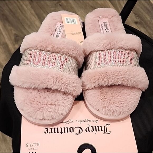 Juicy Couture Halo 2 Rhinestone Logo Slippers- Mauve - Picture 7 of 10